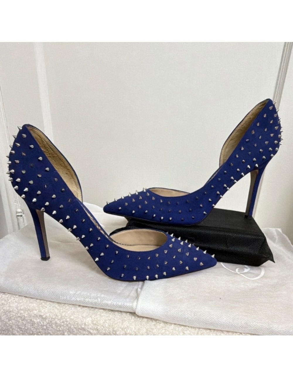 Sam Edelman Hadlee Blue Suede Studded Pointed Toe Pump Stiletto Women's US 8.5M